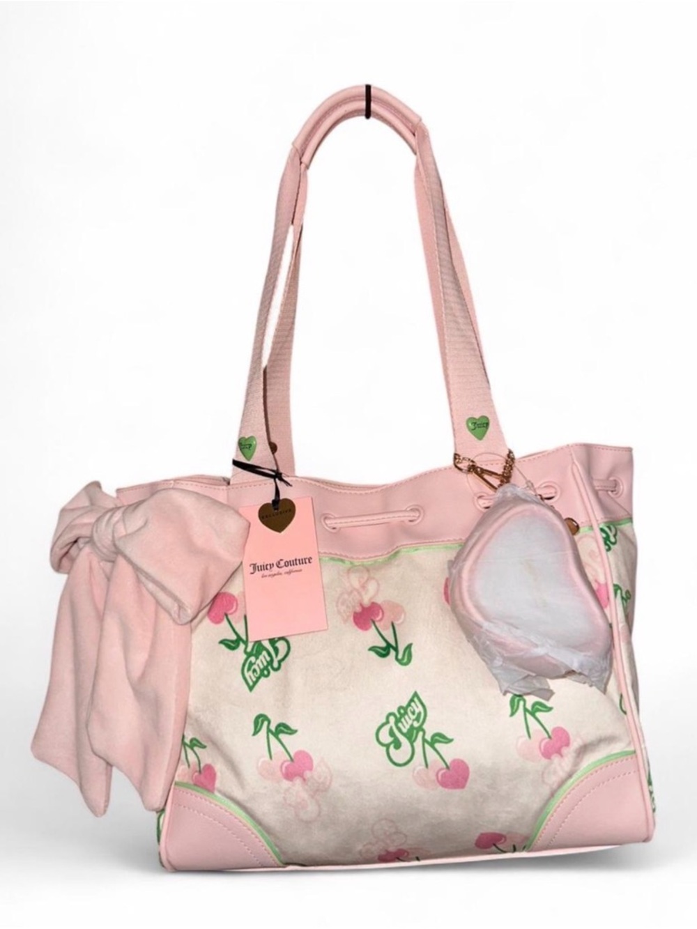 Juicy Couture “Retro Juicy Cherry Tote Bag” Daydreamer, white/pink